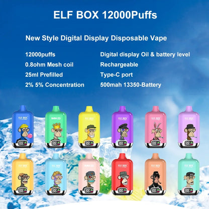 Annavape Elf Box Digital 12000 Puff Disposable Vape  0% 2% 3% 5%