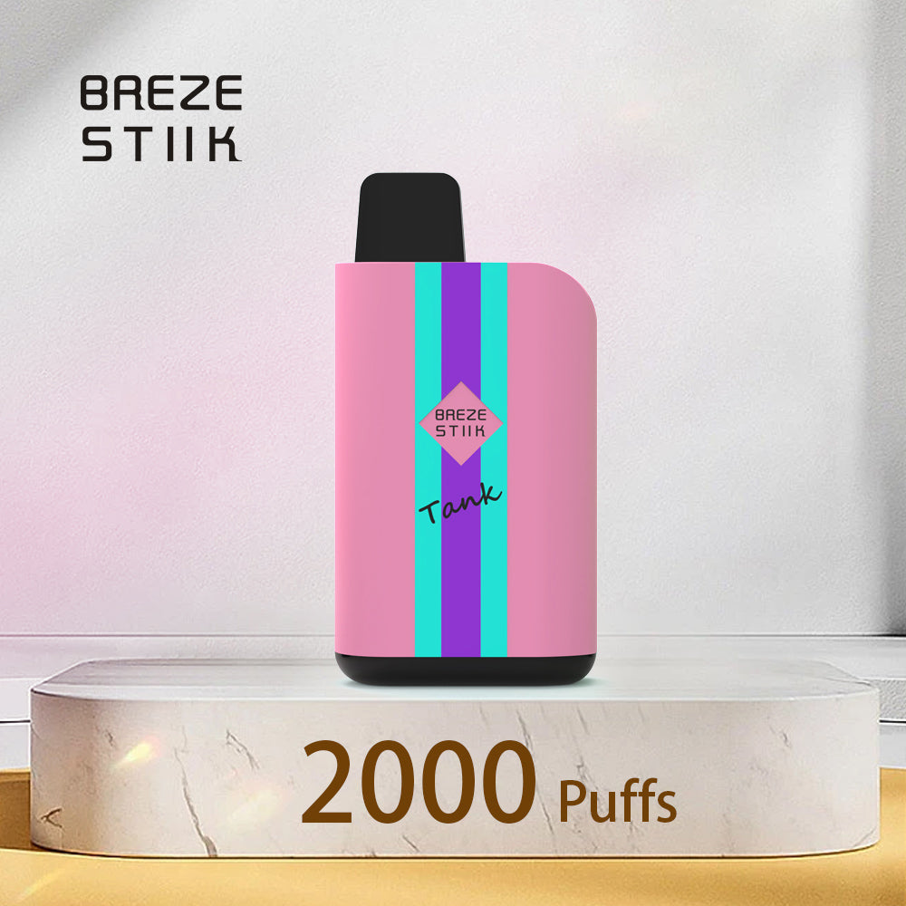 Original Breze Stiik Tank 2000 Puffs 6500mAh Replaceable Cartridge Vape Kit Device (Free Shipping)