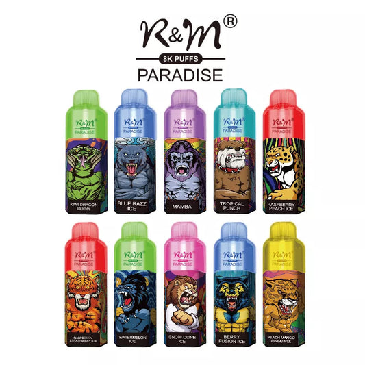 Original R&M Paradise 8000 puffs 15ml Vape Pen with RGB light Device Kit (Free Shipping)