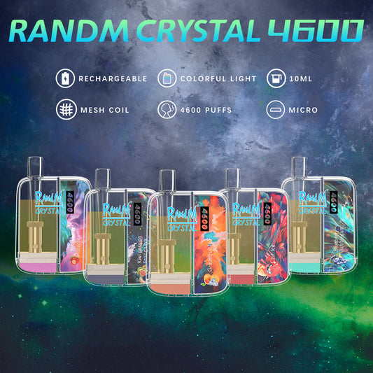 Original RandM Crystal 4600 Puffs LED Glowing Vape Pod Device (Free Shipping)