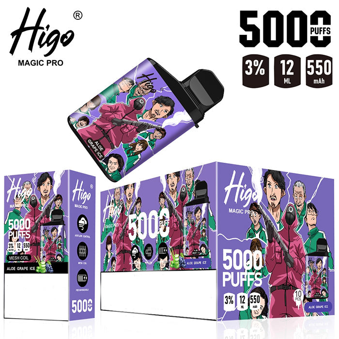 Higo MAGIC Pro 5000 Puffs Rechargeable Vape Device 550mah (Free Shipping)