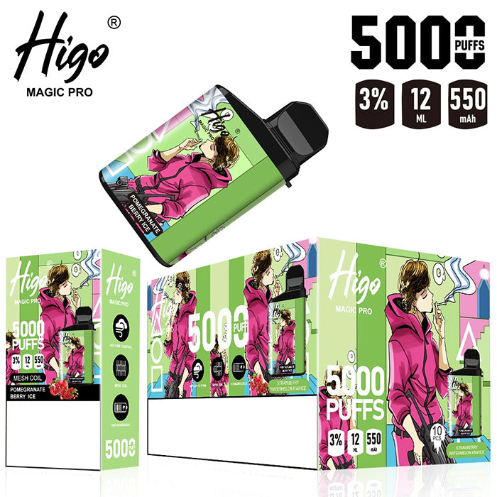 Higo MAGIC Pro 5000 Puffs Rechargeable Vape Device 550mah (Free Shipping)