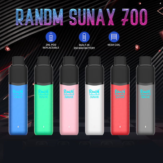 Original RandM Sunax 700 Puffs 2ml Pod Replaceable Vape Kit Device (Free Shipping)